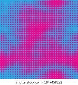 High Contrast Cyan and Magenta Vector Halftone Background