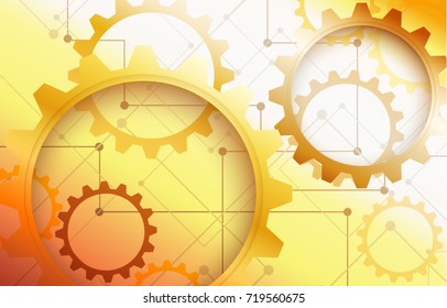High contrast golden clock gears abstract wallpaper. Dazzling gold compass shine background. Big metal blinding wheels on a big futuristic space. High quality abstract background. Template 2018 trend.