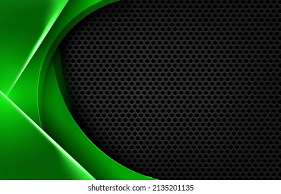 High contrast green and black glossy stripes. abstract tech graphic banner design, vector corporate background.