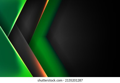 High contrast green and black glossy stripes. abstract tech graphic banner design, vector corporate background.