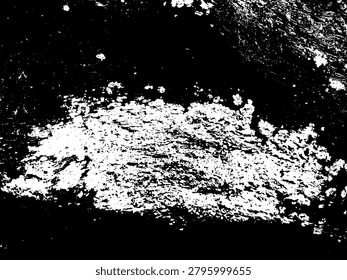High contrast grunge vector of rustic wood bark texture. Black and white distressed lichen on tree timber pattern, abstract rough organic surface overlay background.
