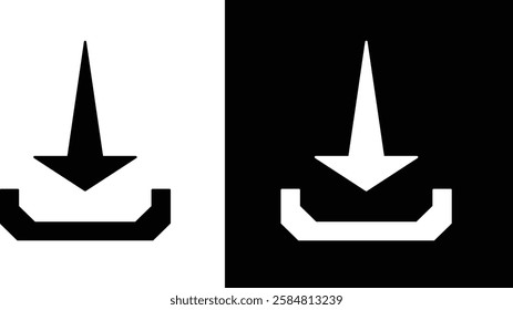 High Contrast Icon of Downward Arrow Indicating Download Action