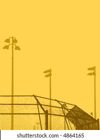 A high contrast illustration of a baseball field