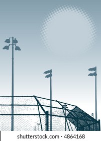 A high contrast illustration of a baseball field