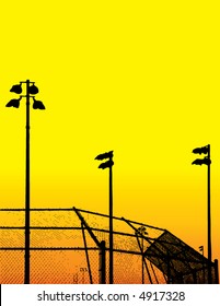 A high contrast illustration of a baseball field