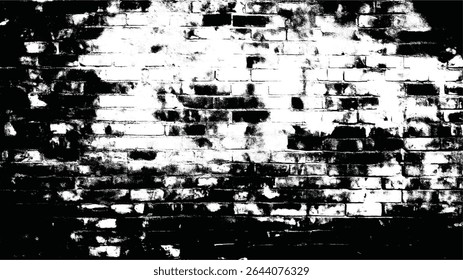 uma imagem de alto contraste de uma parede de tijolos com um olhar angustiado e envelhecido em tons e texturas em preto e branco