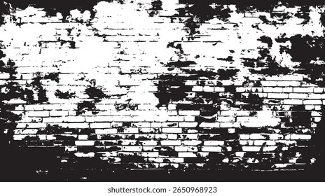 a high contrast image of a brick wall with heavy grunge overlay creating a distressed texture effect