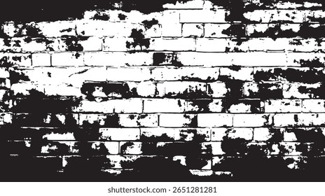 a high contrast image of a brick wall with a distressed and grungy texture in black and white tones.