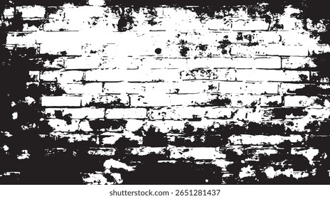 a high contrast image of a brick wall with a distressed and grungy texture in black and white tones
