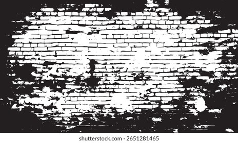 a high contrast image of a brick wall texture with heavy grunge overlay in black and white creating a distressed look
