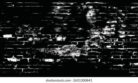 a high contrast image showcases a weathered brick wall, highlighting its texture and eroded sections clearly