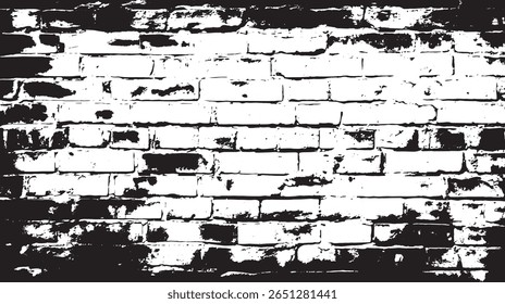 a high contrast image showing a brick wall with a rough texture and a black and white color scheme
