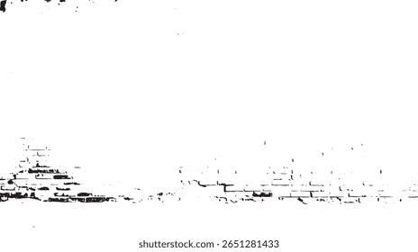 a high contrast image showing a decaying brick wall in black against a stark white background abstract design