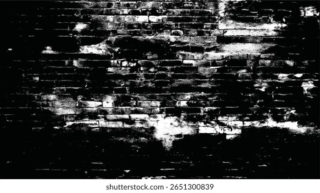 a high contrast image showing a weathered brick wall with light and dark patches creating a textured effect