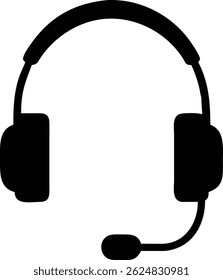 A high contrast image shows a headset with a microphone in black, offering sharp lines and simplicity, set against a clean white backdrop for maximum visibility.