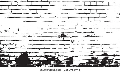 a high contrast image of a white brick wall with black markings creating a distressed and textured appearance