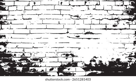 a high contrast image of a white brick wall with black grunge texture, creating a distressed effect.