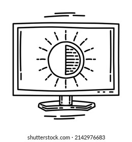 High Contrast Mode Part of Computer and Operating System Hand Drawn Icon Set Vector.