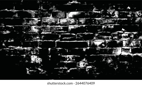 imagem de parede de tijolo monocromática de alto contraste mostrando uma superfície texturizada e com tempo com uma estética grunge