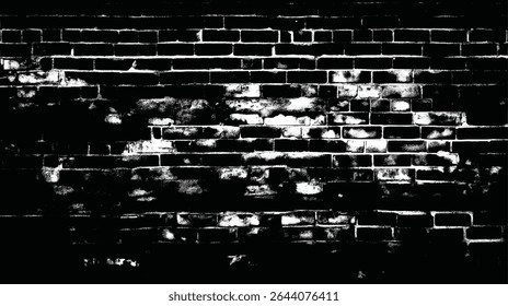uma imagem de parede de tijolo monocromático de alto contraste mostrando desgaste com uma aparência suja e texturizada
