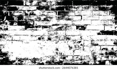 uma imagem monocromática de alto contraste de uma parede de tijolos com uma textura grunge pesada e apelo visual angustiado
