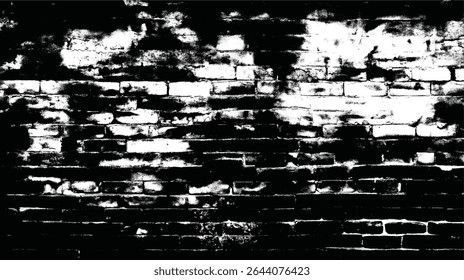 uma imagem monocromática de alto contraste de uma parede de tijolos com sombras pesadas, criando um efeito de padrão abstrato