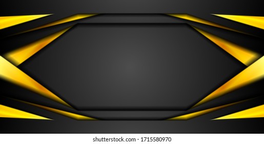 High contrast orange and black glossy abstract tech corporate background. Vector design