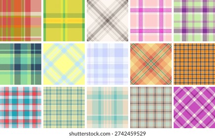 High contrast plaid pack advertising graphics. Strong tartan geometry commands attention quickly. Vector scalability enables bold output.