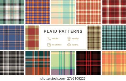 High contrast plaid pattern advertising visuals. Strong tartan geometry commands attention quickly. Vector scalability enables impact.