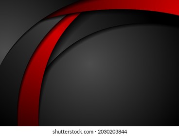 High Contrast Red And Black Abstract Tech Corporate Wavy Background. Vector Design