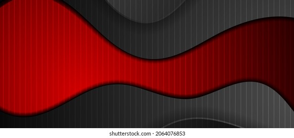 High Contrast Red And Black Abstract Tech Corporate Wavy Background. Vector Design