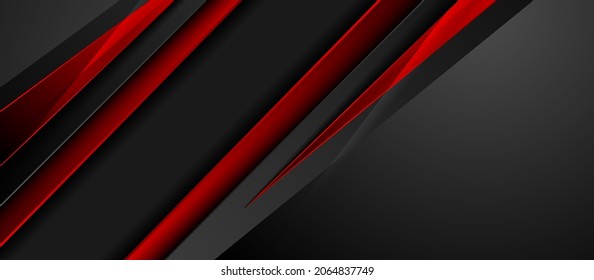 High contrast red black abstract tech corporate glossy background. Vector banner design