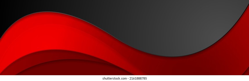 High contrast red and black abstract tech corporate wavy background. Vector banner design
