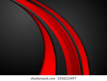 High contrast red and black abstract tech corporate wavy background. Vector graphic template design