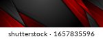 High contrast red and black glossy stripes. Abstract tech graphic banner design. Vector corporate background