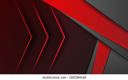 High contrast red and black glossy stripes. Abstract tech graphic banner design. Vector corporate background
