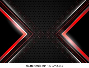 High contrast red and black glossy stripes. Abstract tech graphic banner design. Vector corporate background
