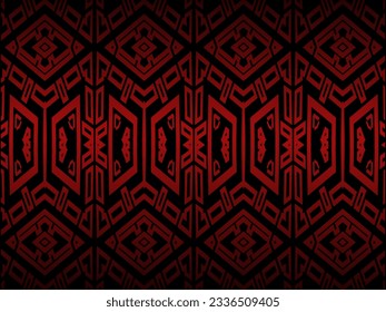 High contrast red and black glossy stripes background. Luxurious batik ornament. Abstract technology graphic banner design. Vector corporate background.