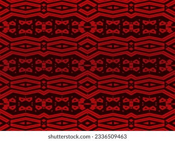 High contrast red and black glossy stripes background. Luxurious batik ornament. Abstract technology graphic banner design. Vector corporate background.