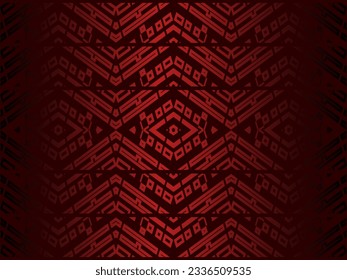 High contrast red and black glossy stripes background. Luxurious batik ornament. Abstract technology graphic banner design. Vector corporate background.