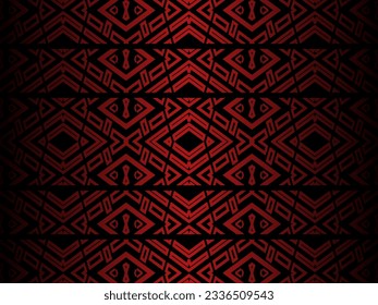 High contrast red and black glossy stripes background. Luxurious batik ornament. Abstract technology graphic banner design. Vector corporate background.