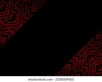 High contrast red and black glossy stripes background. Luxurious batik ornament. Abstract technology graphic banner design. Vector corporate background.