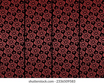High contrast red and black glossy stripes background. Luxurious batik ornament. Abstract technology graphic banner design. Vector corporate background.