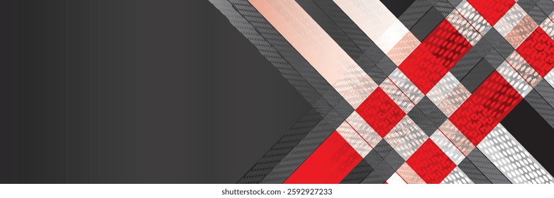 High contrast red and black glossy stripes. Abstract tech graphic banner design. Vector corporate background