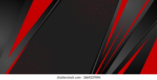 High contrast red and black stripes with dots. Abstract tech vector corporate background