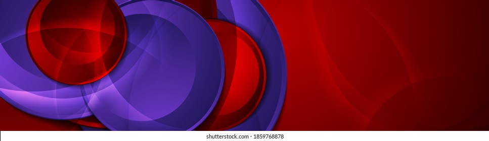 Diseño de pancartas tecnológicas corporativas violetas y abstractas de alto contraste con círculos brillantes. Antecedentes corporativos del vector