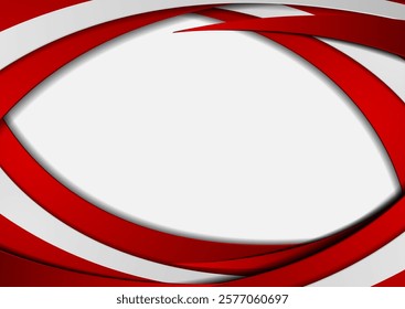 High contrast red and white abstract tech corporate wavy background. Vector graphic template design