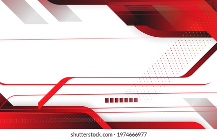 High contrast red and white glossy stripes. Abstract tech graphic banner design. Vector corporate background
