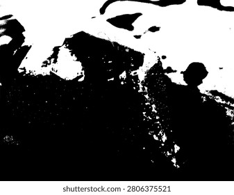 High contrast stencil illustration of water droplets on plastic sheet over a rustic wooden table. Abstract grunge vector pattern of wet moisture liquid bubbles texture graphic.