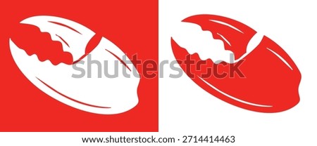 High Contrast Two Tone Crab Claw Vector Icons Red and White Inverted Design